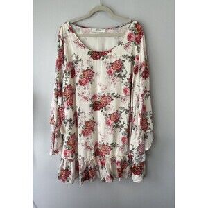 A BEAUTIFUL SOUL Women Size 2x C Tunic Short Dress Boho Floral Baby Doll